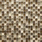 AnneCY4 Glass & Stone Mix Mosaic 1 Mini Squares Glossy Mosaic Tile in shades of brown for kitchen backsplash and bathroom walls