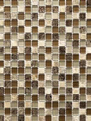 Mini Squares Glossy Mosaic Tile in shades of brown for kitchen backsplash and bathroom walls