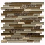 Anne Strips 1 ANNE Strips mix polished mosaic tile for kitchen, vanity backsplash and bathroom walls. Comes on the mesh for easy installation.