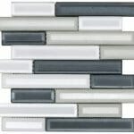 Light grey color glass mosaic that comes in sticks with a gloosy finish