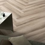 Wood look tile flooring with Gardenia Almond porcelain tile from Italy