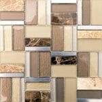 Helsinki Beige Mix Mosaic 1 Helsinki Beige Mix is a glass, stone and metal mix mosaic tile that comes with the glossy finish. It's a decorative tile in the earth tones.