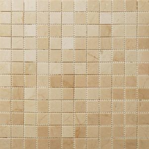 Polished Bottucino, earth tones Marble Mini Squares Mosaic tile for kitchen backsplash and bathroom walls
