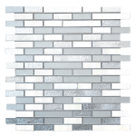 Zahir Strips Glass, Stone Mixed Mosaic Tile Fro Kitchen backsplash and bathroom walls in shades of grey