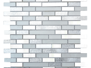 Zahir Strips Glass, Stone Mixed Mosaic Tile Fro Kitchen backsplash and bathroom walls in shades of grey