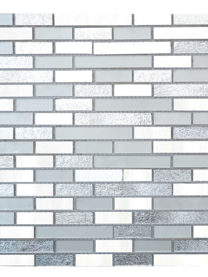 Zahir Strips Glass, Stone Mixed Mosaic Tile Fro Kitchen backsplash and bathroom walls in shades of grey