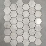 White and Grey Carrara marble mosaic for kitchen backsplash and bathroom, shower walls or floors.
