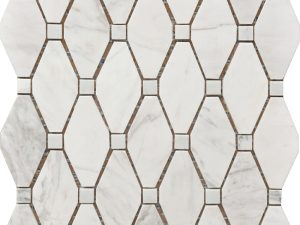 white and grey Carrara marble large rhombus pattern decorative mosaic tile