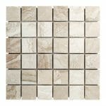 Diana Royal 2x2 Mosaic Tile 1 Diana Royal beige marble squares mosaic tile for kitchen backsplash, bathroom and shower walls or floors. Available on 12x12 mesh