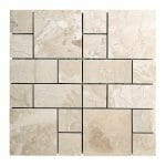Diana Royal Beige marble french pattern mosaic tile for shower floor, kitchen backsplash, and wall mosaic tile. Available on 12x12 mesh