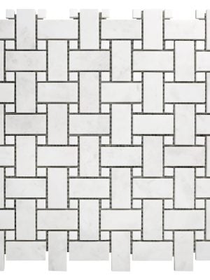 White Dolomite basket weaves with white dots is a beautiful decorative tile for amazing interiors.