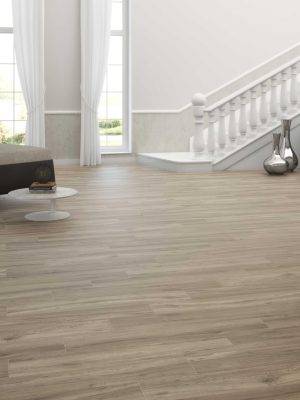 wooden porcelain tile Milena Nuez has the look of hazelnut tree. Rectified porcelain tile made in Spain