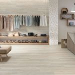 image of Wood effect floors tile is porcelain tile from Spain in maple wood style with grey color grains.