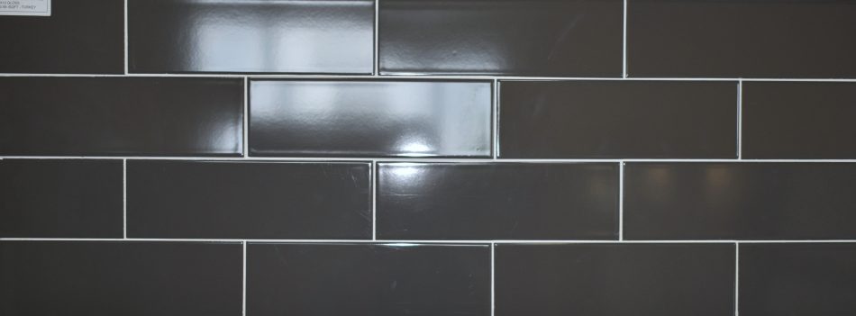 dark grey color glossy subway tile in large size