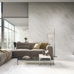 48x48 polished tile Blanco Ibiza on the wall and floor