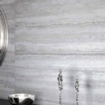 porcelain version of a vein cut travertine in silver color