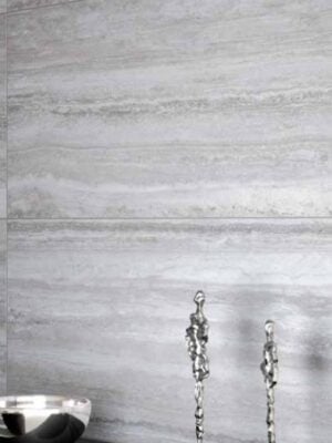 porcelain version of a vein cut travertine in silver color