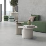living room with light gray color industrial style flooring