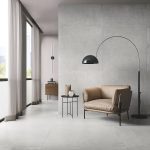 light color walls and floors with light gray porcelain tile