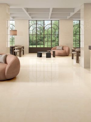 Crema-Marfil-Porcelain-Tile-48x48-polished-finish-in-a-Hotel-Lobby