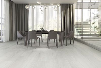light gray color interior floors with large wood tile