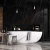 Black-and-White-Nero-Marquina-Polished-Porcelain-Slab in a minimalist bathroom