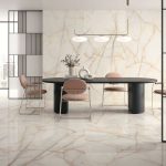 Porcelain Slab Tile 1 living room with porcelain slabs on the wall and floors