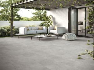 gray floors with a contemporary tile