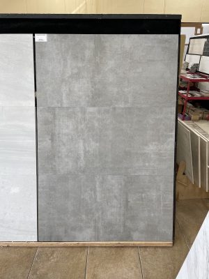 24x48 gray porcelain tile with the look of industrial floors