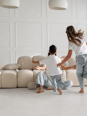 Large format premium Turkish porcelain tile that looks Limestone in a serene family room