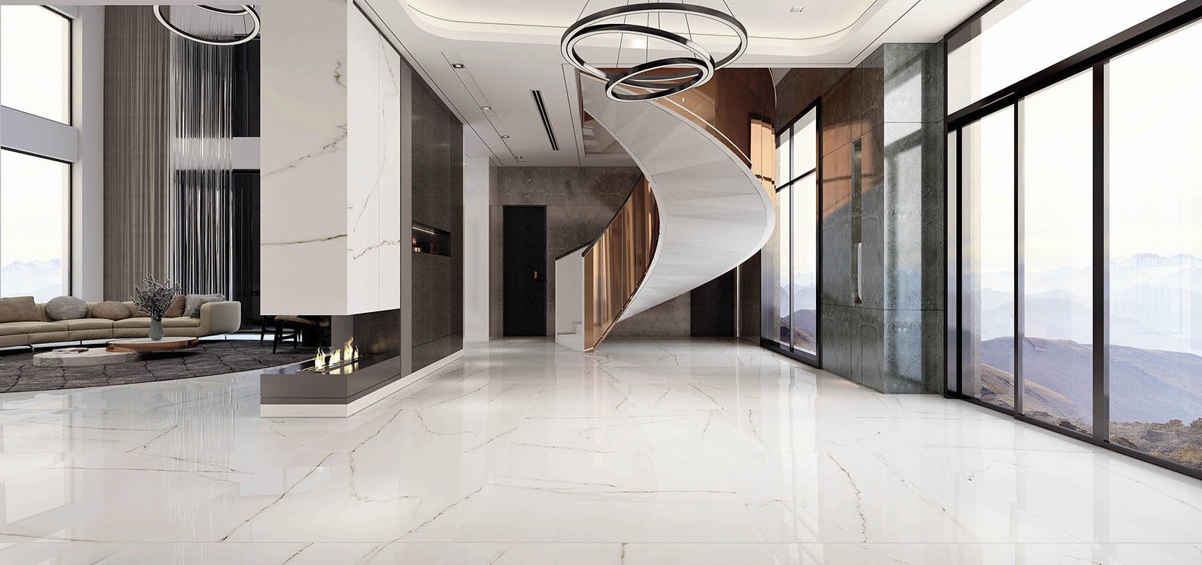 porcelain tile with the look of Italian Statuario marble