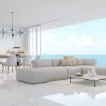 beautiful white floors representing the large format tiles of our online tile store