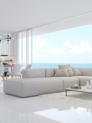 beautiful white floors representing the large format tiles of our online tile store
