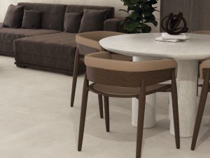 48×48 Terra Nova Matte light beige porcelain tile with concrete-style look.