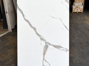 polished white porcelain tile with Calacatta Marble Look for an affordable price