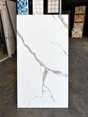 polished white porcelain tile with Calacatta Marble Look for an affordable price
