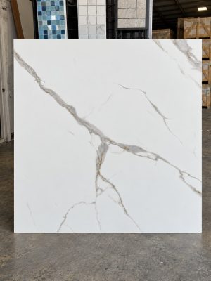 48x48 polished white porcelain tile that looks like calacatta marble for an affordable price