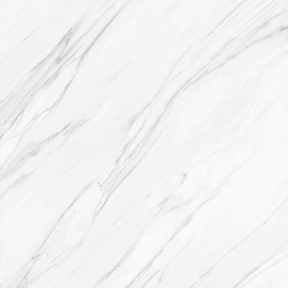 Close-up of Blanco Ibiza 48x48 matte tile showing diagonal grey marble-style veining