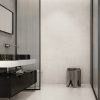 Modern Bathroom with 24x48 Concrete Look tiles in white and Grey colors