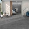 Indeed dark grey 24x48 concrete look floor tile in modern living Room