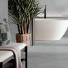 24x48 concrete look floor tile Indeed Grey & in & out tile in modern bathroom