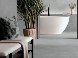 24x48 concrete look floor tile Indeed Grey & in & out tile in modern bathroom