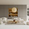 Soft tones of Portland Stone White in a modern living are