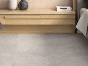 Tahoe Grey Concrete Look Tile as bedroom floor tile