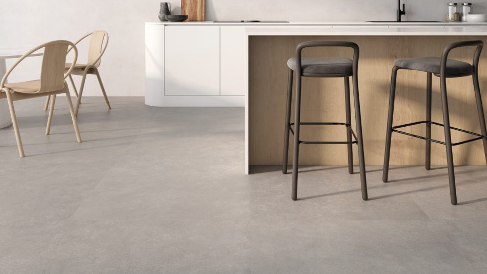 Tahoe Light Beige 48x48 tile in a kitchen floor
