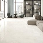 48x48 polished porcelain tile that looks like onyx in a luxurious living room.