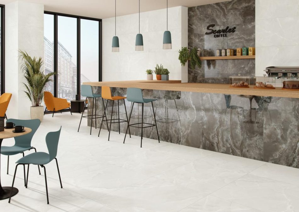 Scarlet White Matte, onyx look tile