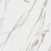 Design picture showing 63x63 Calacatta marble look porcelain tile's gold and gray veining