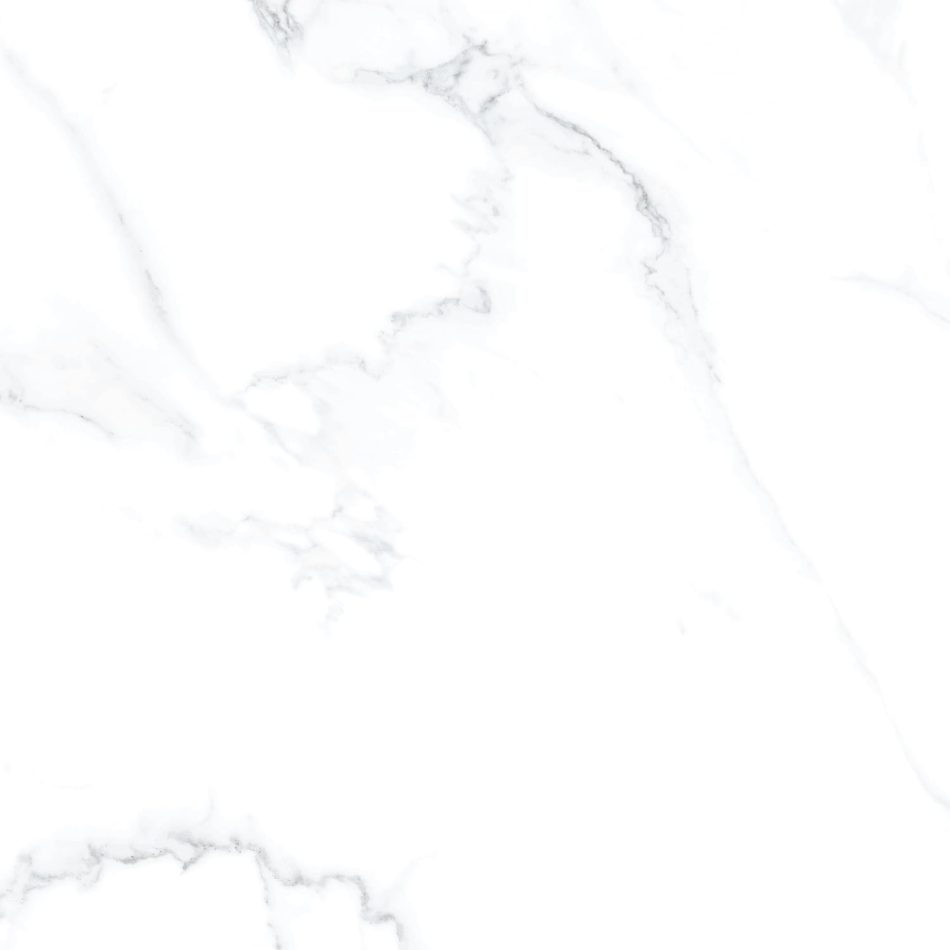 Large format 48×48 Carrara Prima Matte white marble look porcelain tile with bluish-grey veining