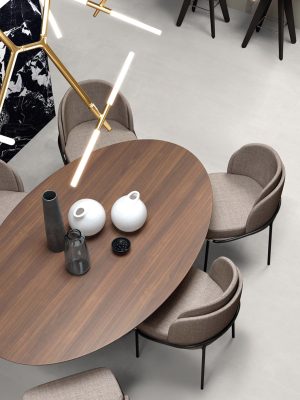 Soft Cement White, subtle concrete look tile in a living and dining room.